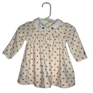 Ralph Lauren Baby Girl Velour Christmas Dress 3MO Reindeer Holiday Cream Red